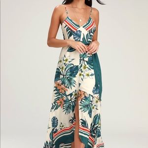 Beige Floral Maxi Dress